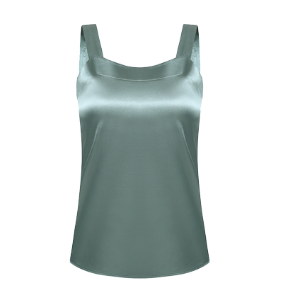 高级感吊带背心法式方领真丝上衣