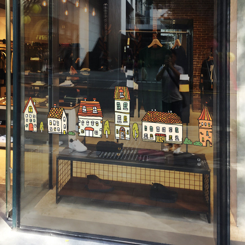 创意卡通橱窗防撞装饰腰线贴