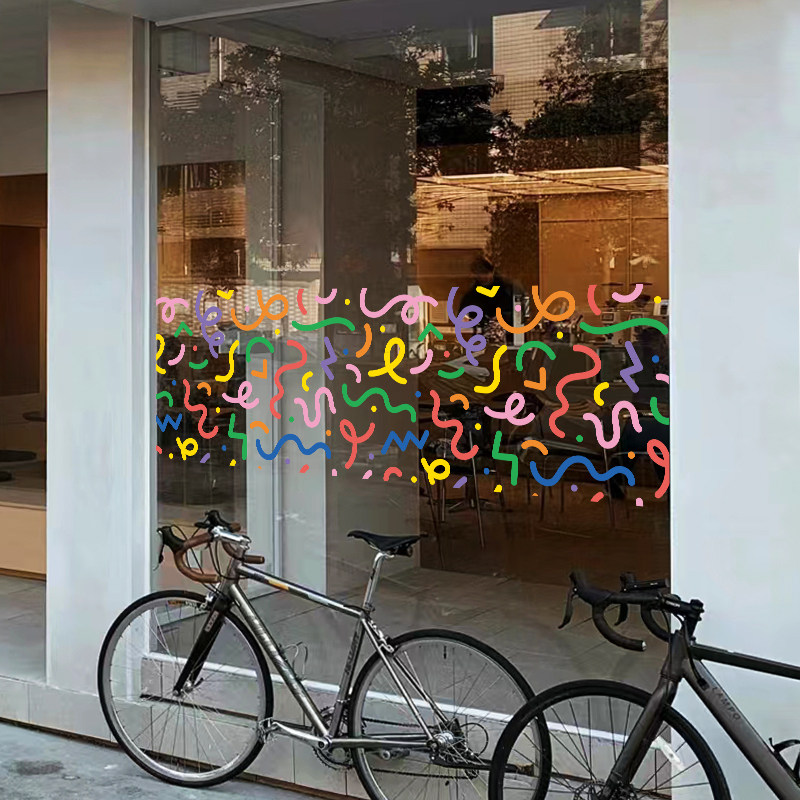 简约音符橱窗防撞贴腰线装饰落地窗布置服装商场店铺窗花玻璃贴纸