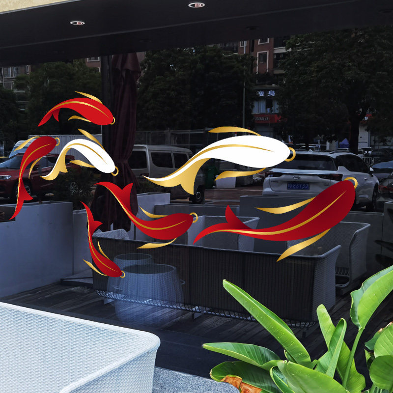 招财中国风好运锦鲤店铺橱窗玻璃门鲤鱼贴画商场装饰布置静电贴纸,家居饰品,软装墙贴,淘宝优惠券,粉丝福利购,淘宝优惠卷