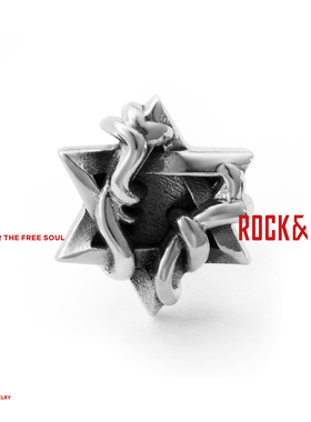 [新年礼物]ROCKRIDE 破碎六芒星耳钉 925纯银做旧男耳饰女情侣