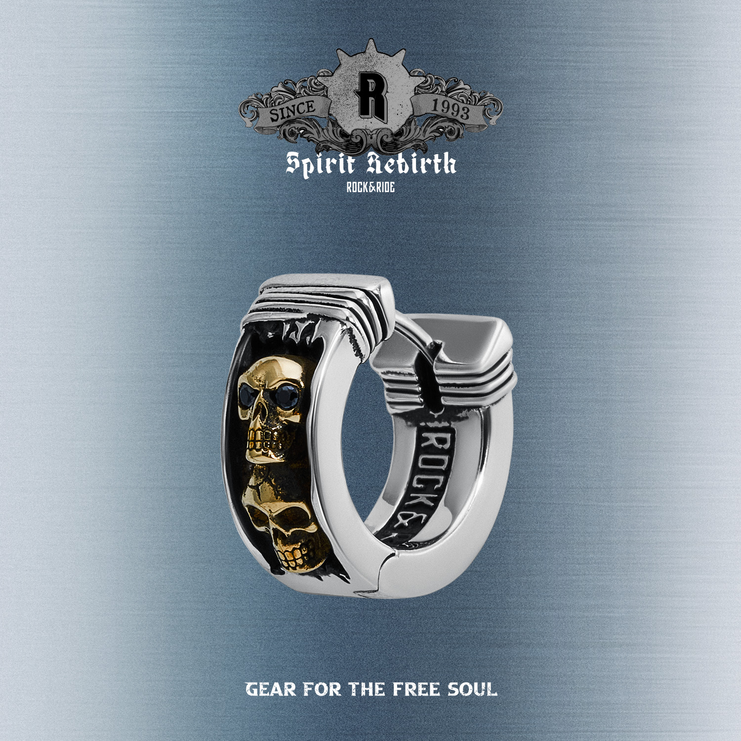 ROCKRIDE印第安骷髅耳环纯银