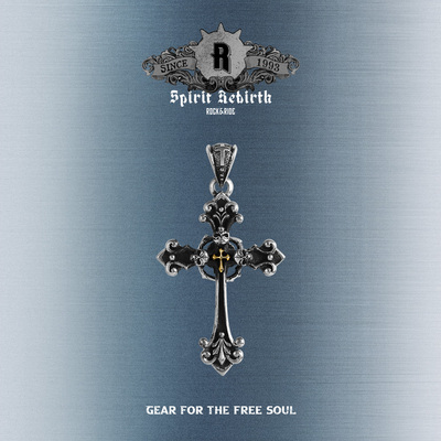 ROCKRIDE圣十字骷髅吊坠925纯银