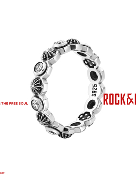 [新年礼物]ROCKRIDE 自由星锆璀璨戒指 新款高级男女情侣星芒银