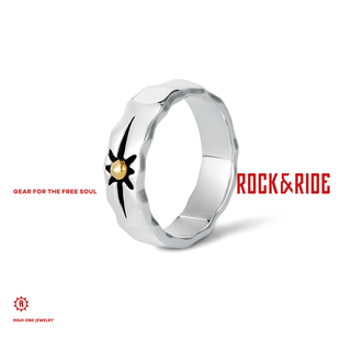 925银男女高级情侣明星同款 ROCKRIDE自由宽圈星芒戒指 圣诞礼物