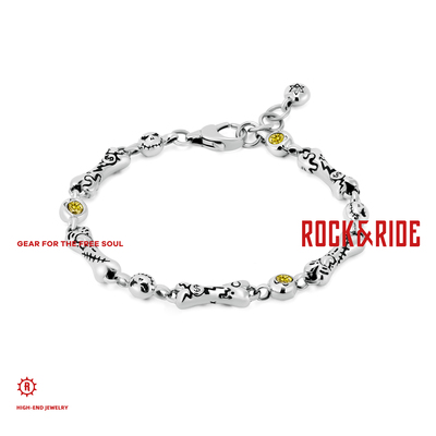 [明星同款]ROCKRIDE 自由涂鸦骨芯手链 未来乐园高级男女925银