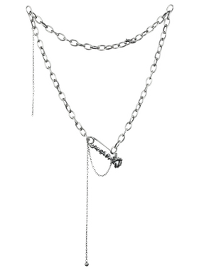 [圣诞礼物]ROCKRIDE 挚爱别针项链 纯银女银饰男高级设计感欧美