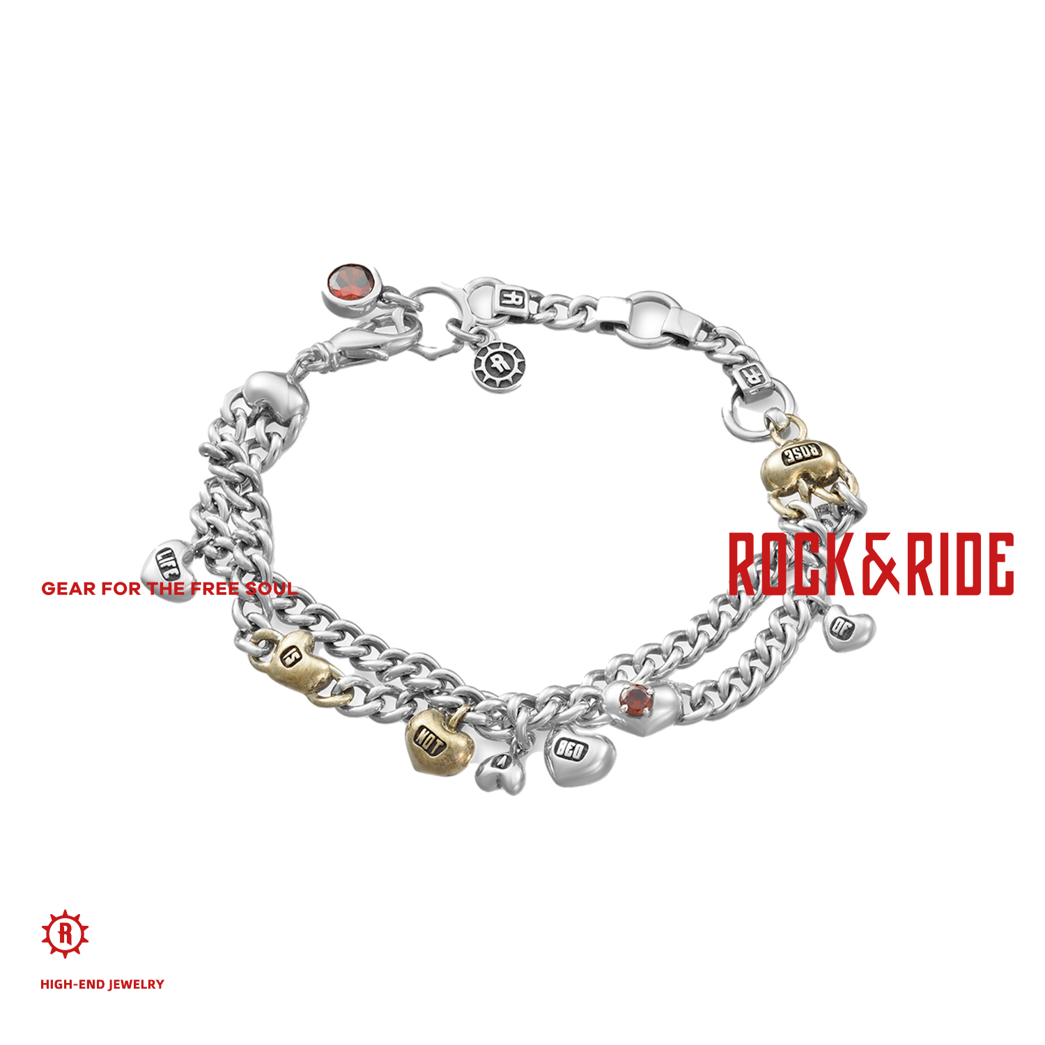 ROCKRIDE桃心手链925纯银