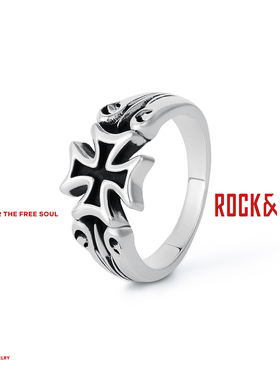 ROCKRIDE 小铁十字章戒指 925银男女做旧高级新款潮流礼物