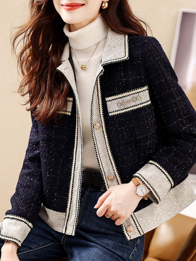 Осень короткая модная шерстяная куртка, стиль Chanel, городской стиль, западный стиль, высококачественный стиль