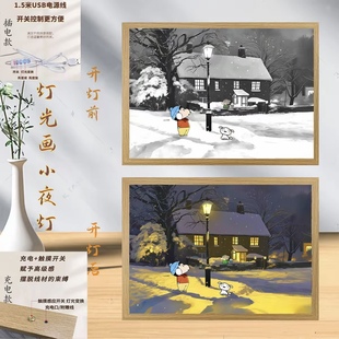 蜡笔小新灯光画圣诞礼物小夜灯客厅卧室装 饰画桌搭摆件送朋友定制