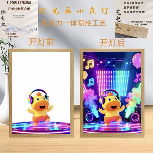水豚噜噜灯光画小夜灯摆件礼物