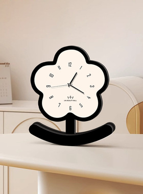 小花现代简约摇摆小摆钟高级感家居电视柜办公桌客厅装饰品钟表