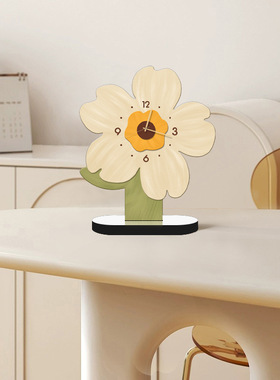 花卉桌面钟表摆件轻奢高级感客厅装饰品治愈系摆台个性时钟摆放