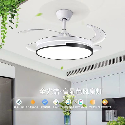 2025新款隐形吊扇灯吊灯变频静音家用客厅饭厅卧室电风扇一体灯具