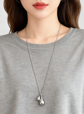 简约风金属水滴吊坠项链