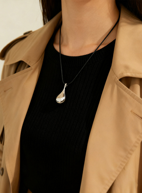 小众设计水滴吊坠项链长款