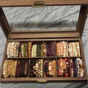 便雅文玩手串复古收纳盒水晶手链首饰盒手镯配饰佛珠透明展示盒子