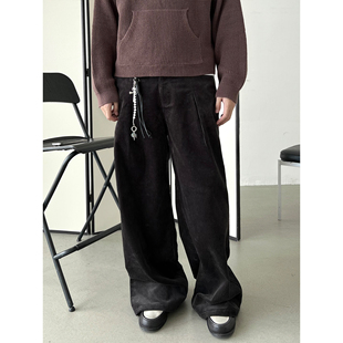 老钱休闲裤 长裤 2024冬贡针绣重磅打褶Baggy阔腿灯芯绒西裤 Erole