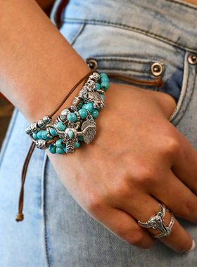 复古民族风手链牛头多层手饰