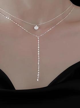 女生轻奢叠戴项链双层流苏