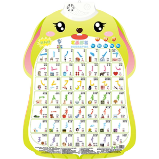 儿童笔画部首有声挂图学习偏旁部首发声墙贴笔顺语音挂画汉字挂墙