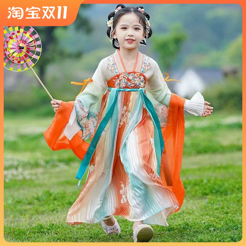 儿童汉服女童2024新款襦裙超仙古装演出服小女孩国风刺绣汉服女