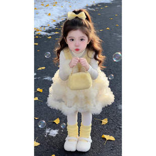 女童新中式国风公主裙礼服女宝洋气蓬蓬裙新年服套装蛋糕裙小香风