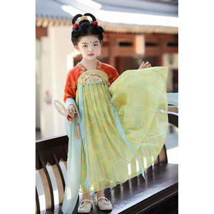 锦鲤小郡主汉服女童春秋襦裙国风新中式连衣裙幼儿园红色破裙高端