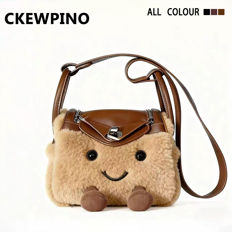 CK品牌敲可爱毛绒铂金包bk小精灵单肩手提包通勤百搭斜挎包女