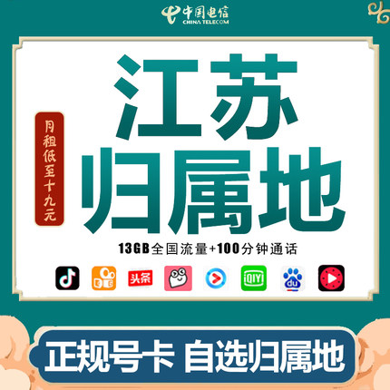 江苏苏州徐州南京手机电话纯流量卡无线电信4G5G上网卡0月租通用Q