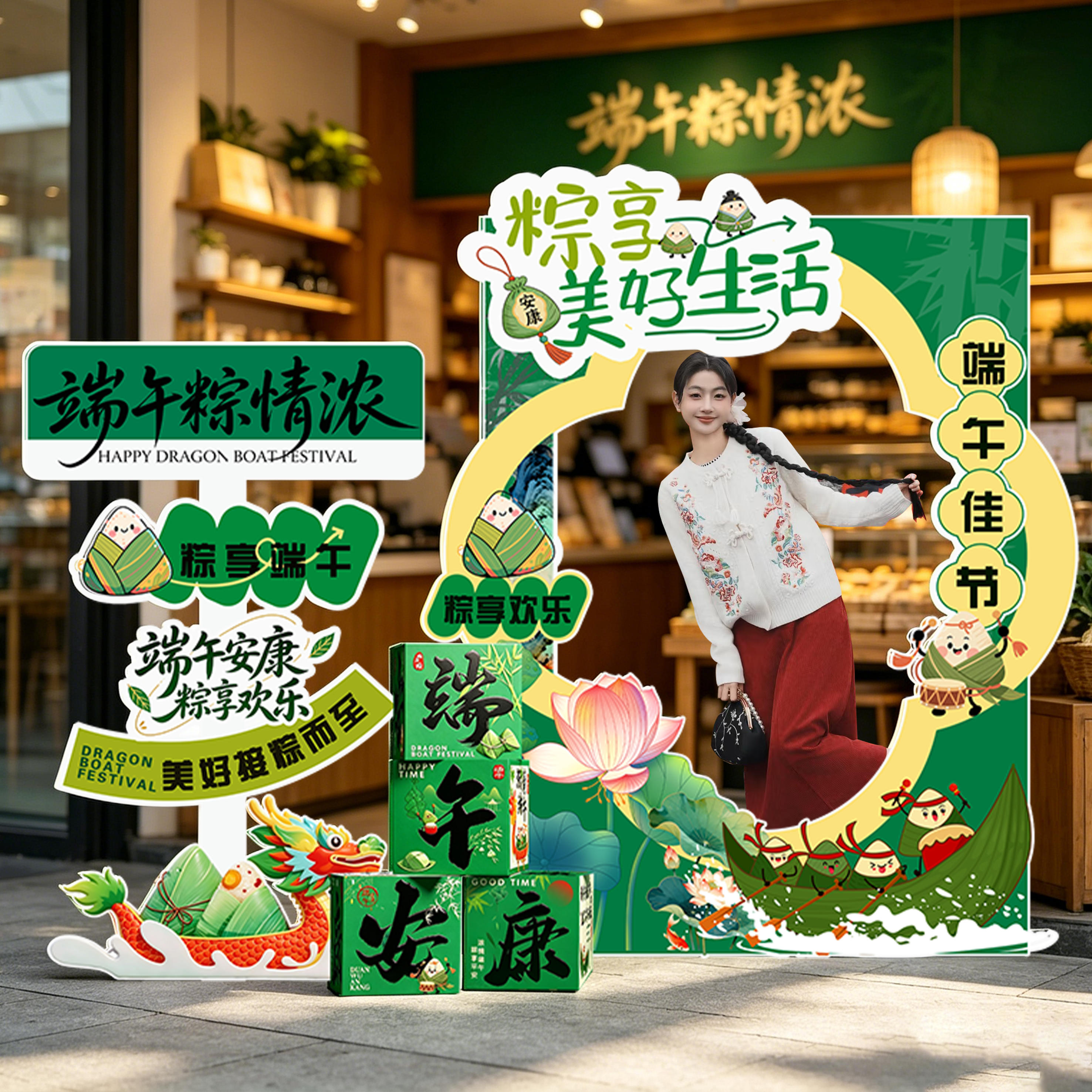 端午节主题布置活动背景相框墙公司店铺气氛围职场景布置装饰kt板