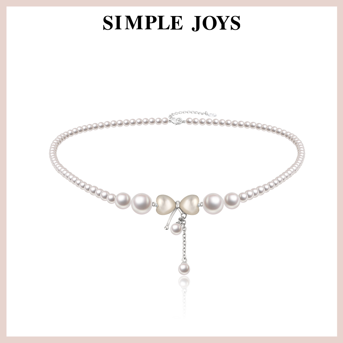 SIMPLEJOYS施家珍珠a925纯银冰透蝴蝶结项链高级感女锁骨链送礼物