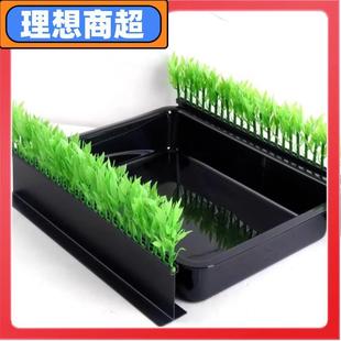 超市冷风柜绿色护栏熟食生鲜猪肉托盘隔断草装饰品塑料草道具展示