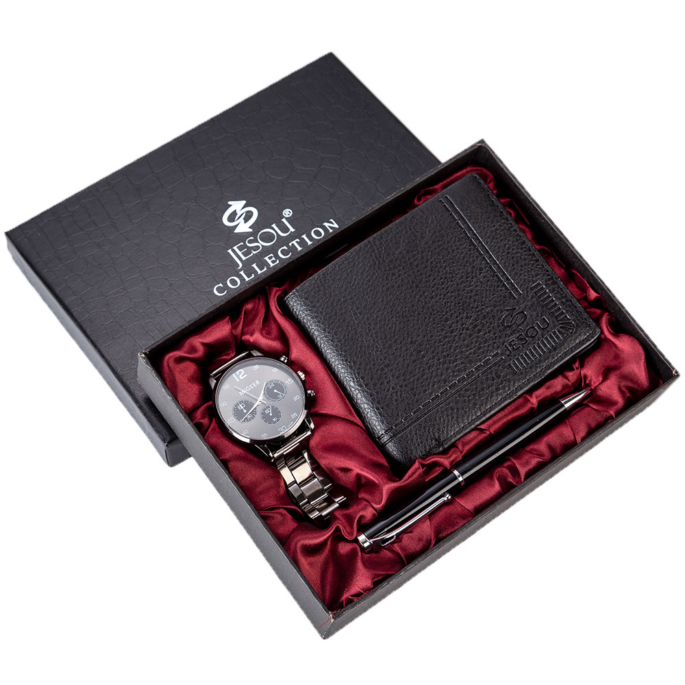 Quartz Wrist Watch Wallet Men Gift Set for Dad Boy friend