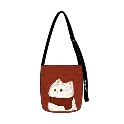 尼睿新年氛围感围巾小猫水桶包