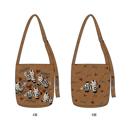 秋冬新款马上开心水桶包刺绣高级感包包女通勤百搭拉链帆布包Z105