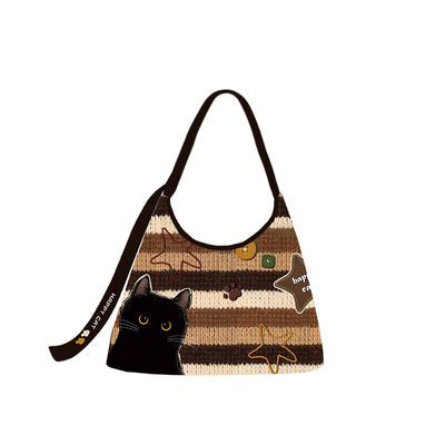 尼睿可爱卡通小煤球斜挎新月包