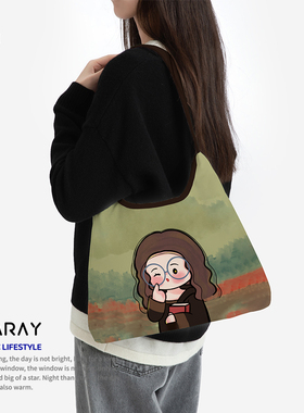 尼睿包包女新款帆布包上班通勤高级感斜挎包带拉链帆布袋礼物Q249