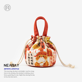 尼睿x叁蒽 新款 原创可爱大橘大利水桶包小巧便携通勤百搭斜挎包