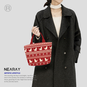 2026新款 费尔岛小马帆布包包女日常逛街轻便大容量拉链手提包Q348