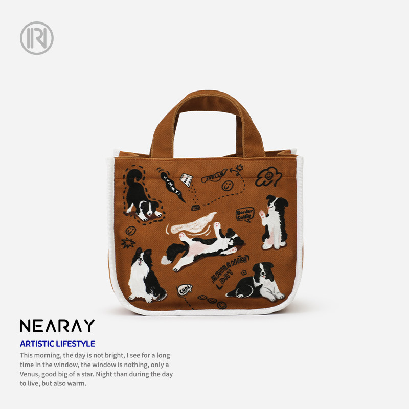 尼睿x小短腿 新款原创小众文艺帆布包可爱便携手拎小包复古便当包,箱包皮具/热销女包/男包,通用款女包,淘宝优惠券,粉丝福利购,淘宝优惠卷