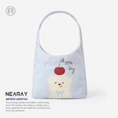 尼睿新款 包包通勤可爱百搭单肩包大学生上课大容量帆布包礼物Q89