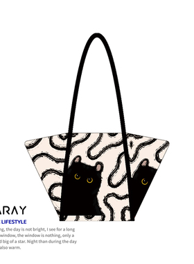 尼睿小煤球元宝包小众设计感品质单肩包大容量通勤斜挎帆布包Z006