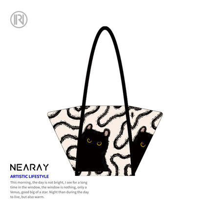 尼睿小煤球元宝包小众设计感品质单肩包大容量通勤斜挎帆布包Z006