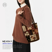 秋冬新款 单肩包可爱小狗帆布包通勤百搭大容量水桶包女生礼物Q358