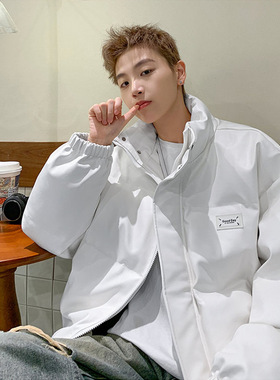 万同学港风男士皮棉衣男美式痞帅宽松面包服外套冬季防水情侣棉服