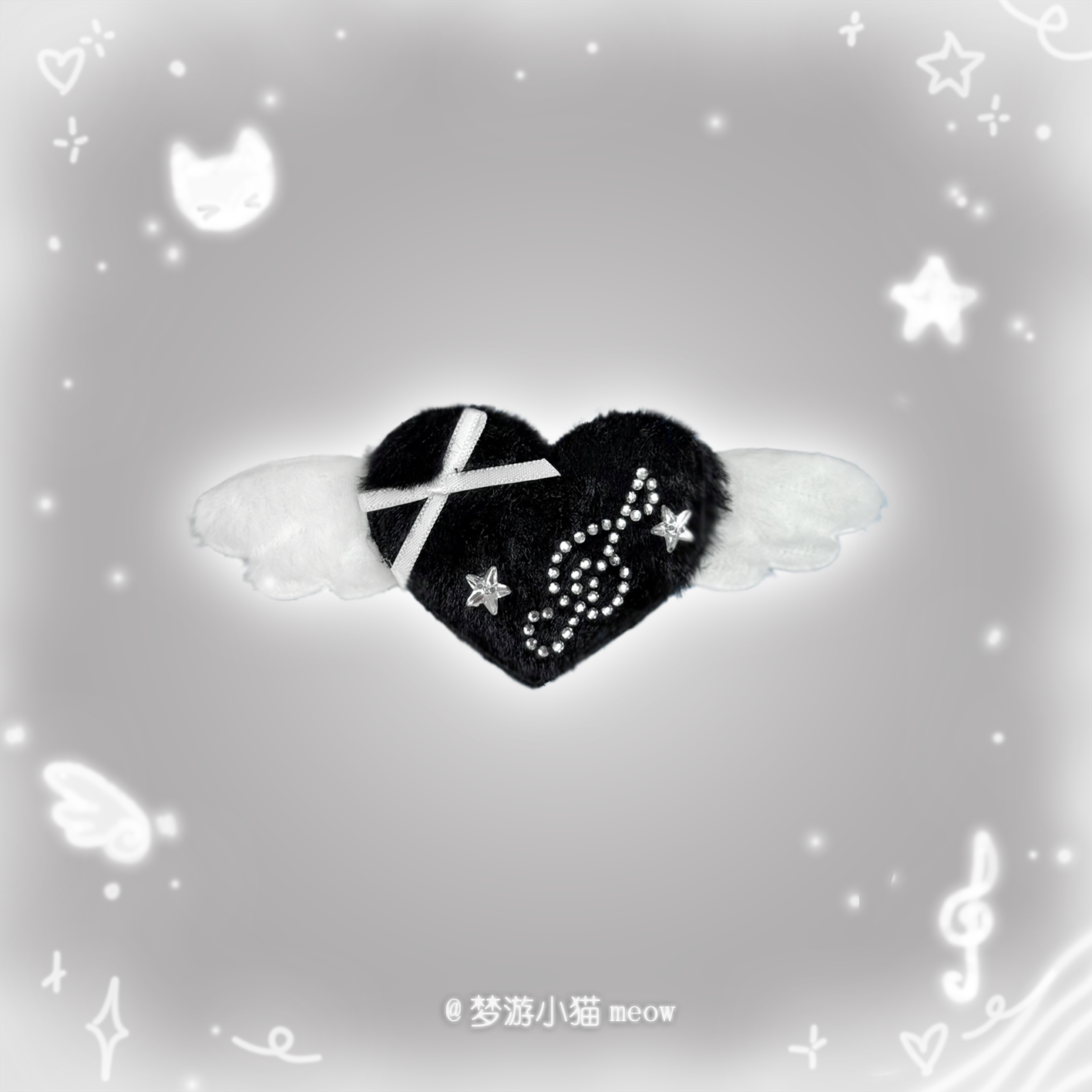 thumbnail for Sleepwalking kitten ancient ironing diamond love angel small wing scratch clip hairpin Japanese ins cute girl heart hair ornament