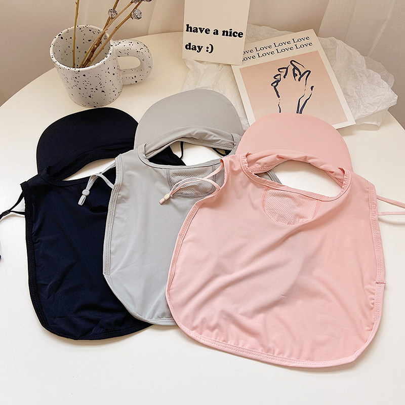 SUNSCREEN SOLID COLOR BREATHABLE EAVES HANGING EAR MASK FEMALE CYCLING TRAVEL VEIL SHADE FACE MASK SUMMER MASK ICE SILK