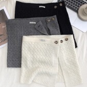 单品含羊毛麻花屁帘女小众秋冬叠穿氛围感半身裙藏肉围腰 韩国时尚